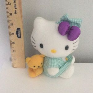 RARE SANRIO HELLO KITTY MINI PLUSH WITH TEDDY BEAR